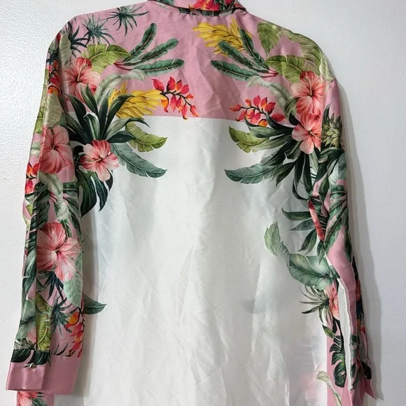 Zara Pink and Green Long Sleeve Resort Dress - Picture 8 of 12